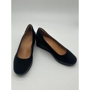 Vionic Sereno Wedges Black Size 7.5 Women’s Leather Comfort Shoes Pumps EUC